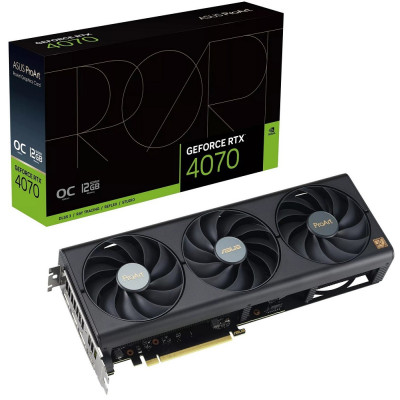 Відеокарта GeForce RTX 4070, Asus, ProArt OC, 12Gb GDDR6X, 192-bit, HDMI/3xDP, 2565/21000 MHz, 8-pin (PROART-RTX4070-O12G)