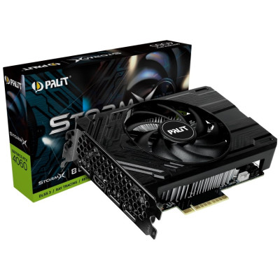 Відеокарта GeForce RTX 4060, Palit, StormX, 8Gb GDDR6, 128-bit, HDMI/3xDP, 2460/17000 MHz, 8-pin (NE64060019P1-1070F)