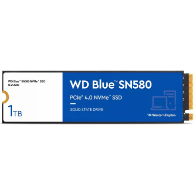 Твердотільний накопичувач SSD 1Tb, Western Digital Blue SN580, PCI-E 4.0 x4, M.2 2280, 3D TLC, 4150/4150 МБ/с (WDS100T3B0E)