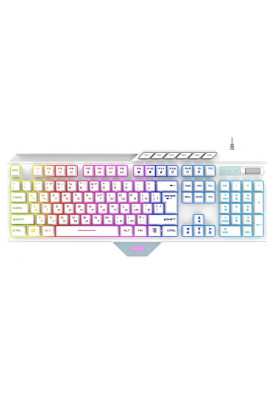 Клавіатура 2E KG315 GAMING, White, USB, RGB підсвічування, тримач смартфона, 1.6 м (2E-KG315UWT)