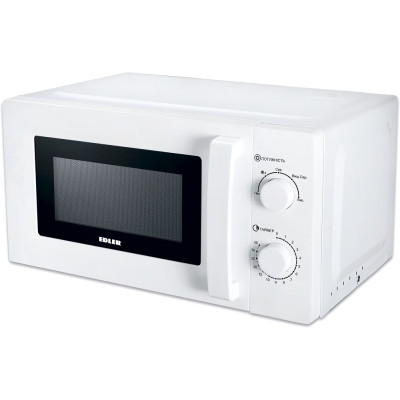 Мікрохвильова піч Edler ED-2067W White, 700W, 20 л, звичайна (соло), 5 рівнів потужності, керування механічне, розморожування, захист від дітей, зовнішня ручка