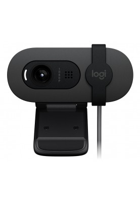 Веб-камера Logitech Brio 100, Graphite, 1920x1080 / 30 fps, фіксований фокус, мікрофон, кут огляду 58°, RightLight 2, USB, 1 м (960-001585) пошкоджено упаковку