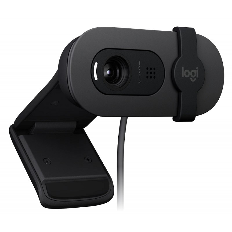 Веб-камера Logitech Brio 100, Graphite, 1920x1080 / 30 fps, фіксований фокус, мікрофон, кут огляду 58°, RightLight 2, USB, 1 м (960-001585) пошкоджено упаковку