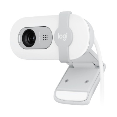 Веб-камера Logitech Brio 100, Off-White, 1920x1080 / 30 fps, фіксований фокус, мікрофон, кут огляду 58°, RightLight 2, USB, 1 м (960-001617)