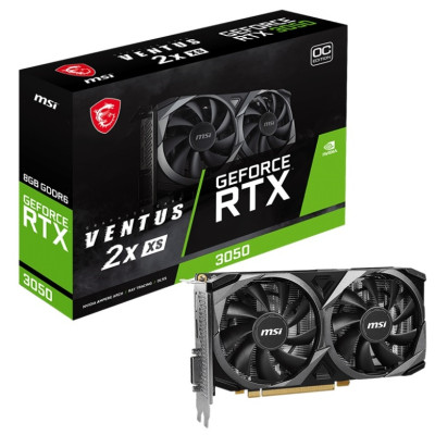 Відеокарта GeForce RTX 3050, MSI, VENTUS 2X XS OC, 8Gb GDDR6, 128-bit, DVI-D/HDMI/DP, 1807/14000 MHz, 6-pin (RTX 3050 VENTUS 2X XS 8G OC)