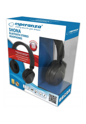 Навушники бездротові Esperanza Shona, Black, Bluetooth 5.0, мікрофон, 300 mAh (до 7 годин), microUSB (EH217K)
