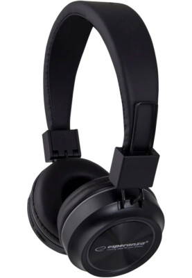 Навушники бездротові Esperanza EH219, Black, Bluetooth 5.0, мікрофон, 250 mAh (до 7 годин), 3.5 мм (mini-Jack) (EH219)