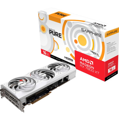 Відеокарта Radeon RX 7800 XT, Sapphire, PURE, 16Gb GDDR6, 256-bit, 2xHDMI/2xDP, 2475/19500 MHz, 2x8-pin (11330-03-20G)