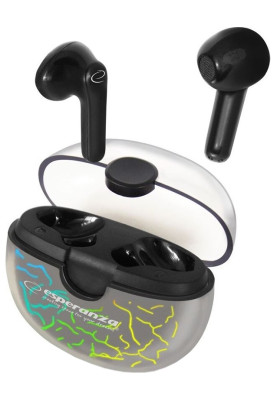 Навушники бездротові Esperanza EH224K, Black, Bluetooth 5.0, мікрофон, 30 mAh (до 4 годин), зарядний кейс: 200mAh