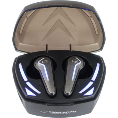 Навушники бездротові Esperanza EH232K, Black, TWS, Bluetooth 5.0, мікрофон, 40 mAh (до 4 годин), зарядний кейс: 300mAh, Type-c