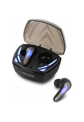 Навушники бездротові Esperanza EH232K, Black, TWS, Bluetooth 5.0, мікрофон, 40 mAh (до 4 годин), зарядний кейс: 300mAh, Type-c