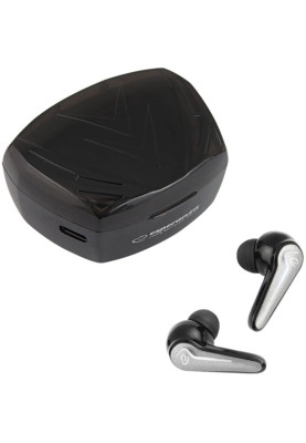 Навушники бездротові Esperanza EH232K, Black, TWS, Bluetooth 5.0, мікрофон, 40 mAh (до 4 годин), зарядний кейс: 300mAh, Type-c