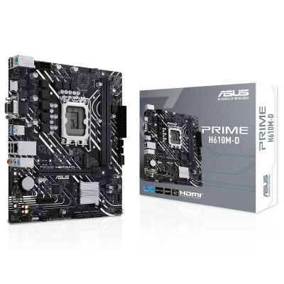 Мат.плата LGA1700, Asus PRIME H610M-D, H610, 2xDDR5, Int.Video(CPU), 4xSATA3, 1xM.2, 1xPCI-E 4.0 x16, 1xPCI-E 3.0 x1, ALC997, GLan, 3xUSB3.2/5xUSB2.0, VGA/HDMI, MicroATX