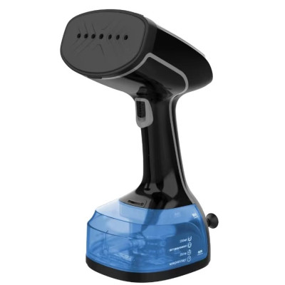Відпарювач Monte MT-1570B, Black/Blue, 2000W, 2 режими работи, паровий удар, постійна пара, об'єм бака для води 230мл, в комплекті насадка-сіточка та насадка-щітка, антикрапля, захист від утворення накипу