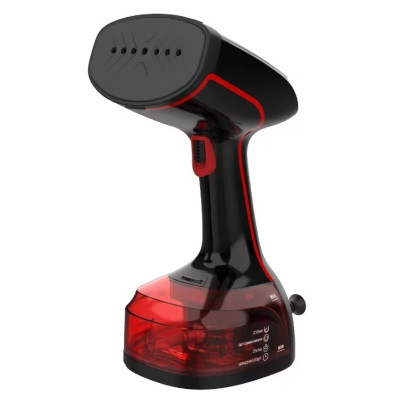 Відпарювач Monte MT-1570R, Black/Red, 2000W, 2 режими работи, паровий удар, постійна пара, об'єм бака для води 230мл, в комплекті насадка-сіточка та насадка-щітка, антикрапля, захист від утворення накипу