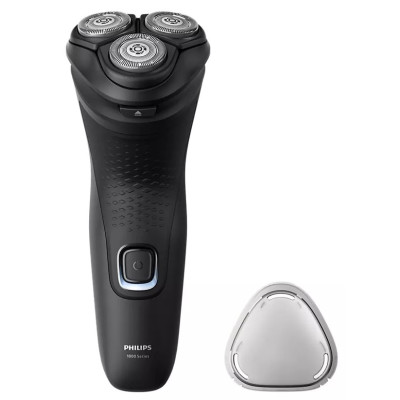 Електробритва Philips S1141/00 Shaver 1100, Black, роторна, сухе гоління, 3 головки, чистка під струменем води, леза PowerCut, гнучкі головки 4D, акумулятор/мережа
