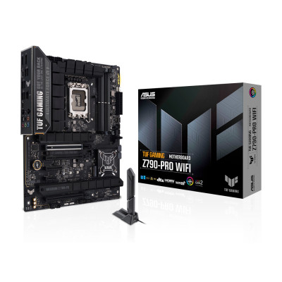 Материнська плата LGA1700, Asus TUF GAMING Z790-PRO WIFI, Z790, 4xDDR5, Int.Video(CPU), 4xSATA3, 4xM.2, 1xPCI-E 5.0 x16, 1xPCI-E 4.0 x16, 1xPCI-E 3.0 x16, 1xPCI-E 4.0 x4, 1xPCI-E 3.0 x1, S1220A, Intel 2.5Gb, WiFi 6E, Bluetooth 5.3, HDMI/DP, ATX