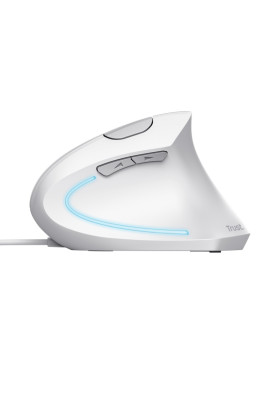 Миша Trust Verto Ergonomic, White, USB, оптична, 1000/1600 dpi, в ергономічному вертикальному виконанні, 6 кнопок, світлодіодне блакитне підсвічування, 1.5 м (25133)