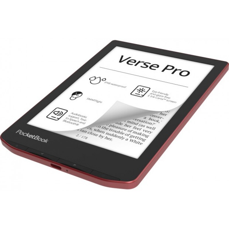 Електронна книга 6" PocketBook Verse Pro PB634 Passion Red (PB634-3-CIS) E-Ink Carta, 1448x1072, 300 dpi, 16Gb, microSD, 1GHz, 512Mb, 1500 мАч, підсвічування, Wi-Fi, USB Type-C, Bluetooth