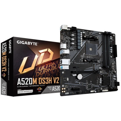 Мат.плата AM4 (A520) Gigabyte A520M DS3H V2, A520, 4xDDR4, Int. 6xUSB3.2/4xUSB2.0, HDMI/DP, MicroATX