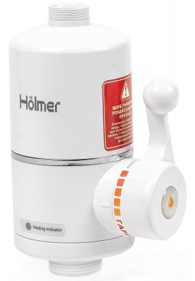 Водонагрівач проточний Holmer HHW-202L, White, 3000W, механічне керування, IPX4, LED дисплей, захист від включення без води, захист від перегріву