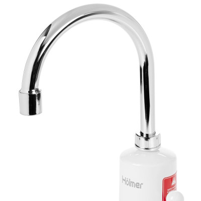 Водонагрівач проточний Holmer HHW-303SH, White, 3000W, механічне керування, IPX4, з лійкою для душу та пристроєм захисного відключення, захист від включення без води, захист від перегріву