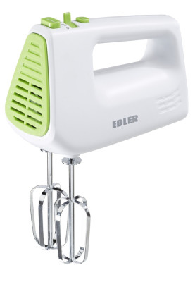 Міксер Edler EDHM-3040, White/Green, 400W, 5 швидкостей + режим турбо, 2 вінчика, 2 гачки, копус пластиковий