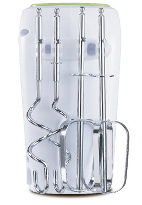 Міксер Edler EDHM-3040, White/Green, 400W, 5 швидкостей + режим турбо, 2 вінчика, 2 гачки, копус пластиковий