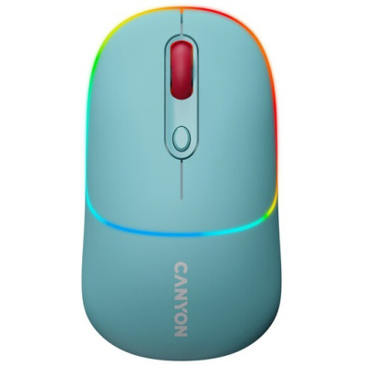 Миша бездротова Canyon MW-22, Dark Cyan, Bluetooth / USB 2.4 GHz, оптична, 800 - 1600 dpi, 6 кнопок, RGB підсвічування, 650 mAh (CNS-CMSW22DC)