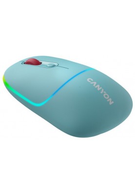 Миша бездротова Canyon MW-22, Dark Cyan, Bluetooth / USB 2.4 GHz, оптична, 800 - 1600 dpi, 6 кнопок, RGB підсвічування, 650 mAh (CNS-CMSW22DC)