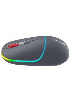 Миша бездротова Canyon MW-22, Dark Grey, Bluetooth / USB 2.4 GHz, оптична, 800 - 1600 dpi, 6 кнопок, RGB підсвічування, 650 mAh (CNS-CMSW22DG)