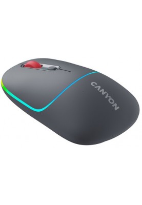 Миша бездротова Canyon MW-22, Dark Grey, Bluetooth / USB 2.4 GHz, оптична, 800 - 1600 dpi, 6 кнопок, RGB підсвічування, 650 mAh (CNS-CMSW22DG)