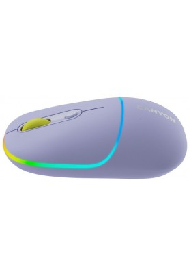 Миша бездротова Canyon MW-22, Mountain Lavender, Bluetooth / USB 2.4 GHz, оптична, 800 - 1600 dpi, 6 кнопок, RGB підсвічування, 650 mAh (CNS-CMSW22ML)
