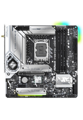 Материнська плата LGA1700, ASRock B760M Steel Legend WiFi, B760, 4xDDR5, Int.Video(CPU), 4xSATA3, 3xM.2, 1xPCI-E 5.0 x16, 1xPCI-E 4.0 x1, ALC897, RTL8125BG, WiFi 6E, Bluetooth 5.3, 9xUSB3.2/6xUSB2.0, HDMI/DP/Type-C, MicroATX