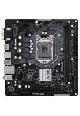 Мат.плата 1200 (H470) ASRock H470M-HVS R2.0, H470, 2xDDR4, Int.Video(CPU), 4xSATA3, 1xPCI-E 3.0 x16, 1xPCI-E 3.0 x1, ALC897, RTL8111H, 4xUSB3.2/6xUSB2.0, VGA/HDMI, MicroATX