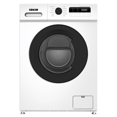 Пральна машина Edler EWF6024, White, 6 кг, фронтальна, 12 програм, 1000 об/хв, чорний люк, дисплей, функція швидке прання, комбіноване керування, барабан «Snowflake», відкладений старт, A+++, 85x59.5x44см