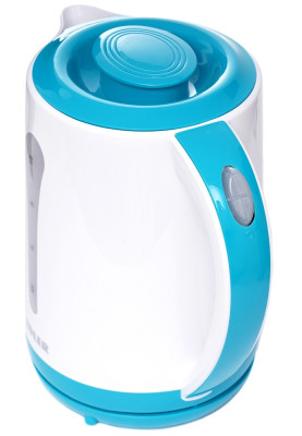 Електрочайник Edler EK4520 Turquoise, 2200W, 2.5л, дисковий, пластиковий корпус, індикатор рівня води, захист від перегріву, захист від кипіння без води, знімний фільтр від накипу