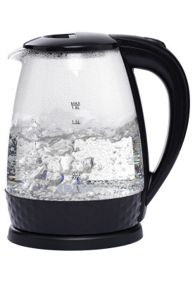Електрочайник Edler EK5520, Black, 1500W, 1.8л, скло+пластик, дисковий, індикатор рівня води, підсвічування, захист від перегріву, захист від кипіння без води