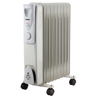 Обігрівач масляний Edler EDSH-9735, White, 2000 Вт, 9 секцій, 3 режими роботи 800/1200/2000 Вт, площа обігріву 20м.кв, терморегулятор, захист від перегріву, світловий індикатор роботи