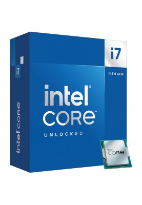 Процесор Intel Core i7 (LGA1700) i7-14700K, Box, 20x2.5 GHz (Turbo Boost 5.6 GHz, 28 потоків), UHD Graphics 770, L3 33Mb Smart Cache, Raptor Lake, 7 nm, TDP 125W, розблокований множник, система охолодження в комплекті не йде (BX8071514700K)