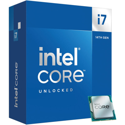Процесор Intel Core i7 (LGA1700) i7-14700K, Box, 20x2.5 GHz (Turbo Boost 5.6 GHz, 28 потоків), UHD Graphics 770, L3 33Mb Smart Cache, Raptor Lake, 7 nm, TDP 125W, розблокований множник, система охолодження в комплекті не йде (BX8071514700K)