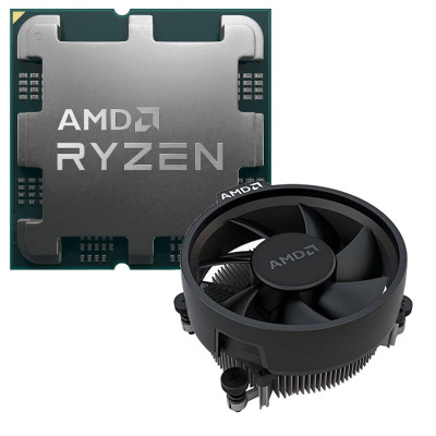 Процесор AMD (AM5) Ryzen 5 7600, Tray + Cooler, 6x3.8 GHz (Turbo Boost 5.1 GHz), Radeon Graphics, L3 32Mb, Zen 4, 5 nm, TDP 65W, розблокований множник (100-100001015MPK)