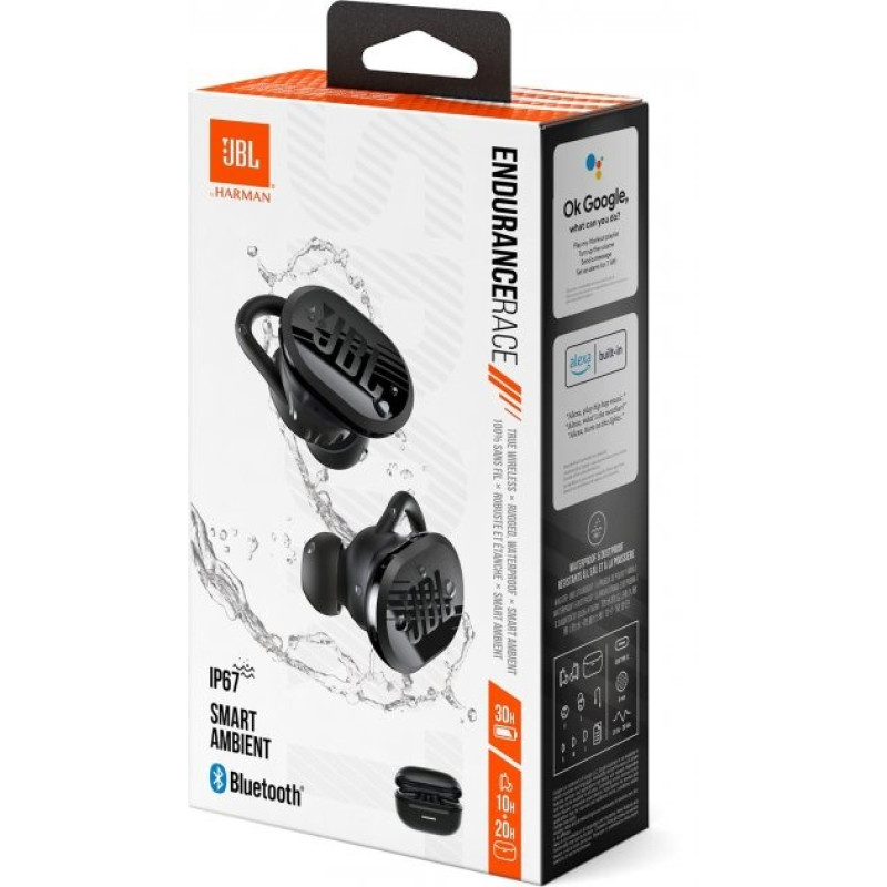 Навушники JBL Endurance Race, Black, Bluetooth, мікрофон, чохол з функцією зарядки, технологія "JBL Deep Bass Sound" (JBLENDURACEBLK)
