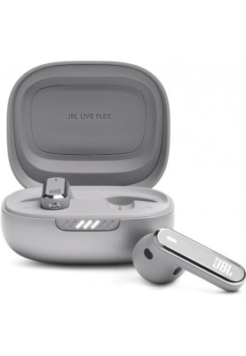 Навушники JBL Live Flex, Silver, Bluetooth, мікрофон, чохол з функцією зарядки, технологія "JBL Deep Bass Sound" (JBLLIVEFLEXSVR)