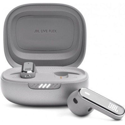 Навушники JBL Live Flex, Silver, Bluetooth, мікрофон, чохол з функцією зарядки, технологія "JBL Deep Bass Sound" (JBLLIVEFLEXSVR)
