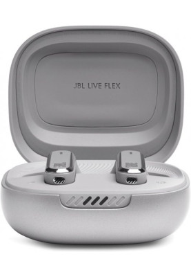 Навушники JBL Live Flex, Silver, Bluetooth, мікрофон, чохол з функцією зарядки, технологія "JBL Deep Bass Sound" (JBLLIVEFLEXSVR)
