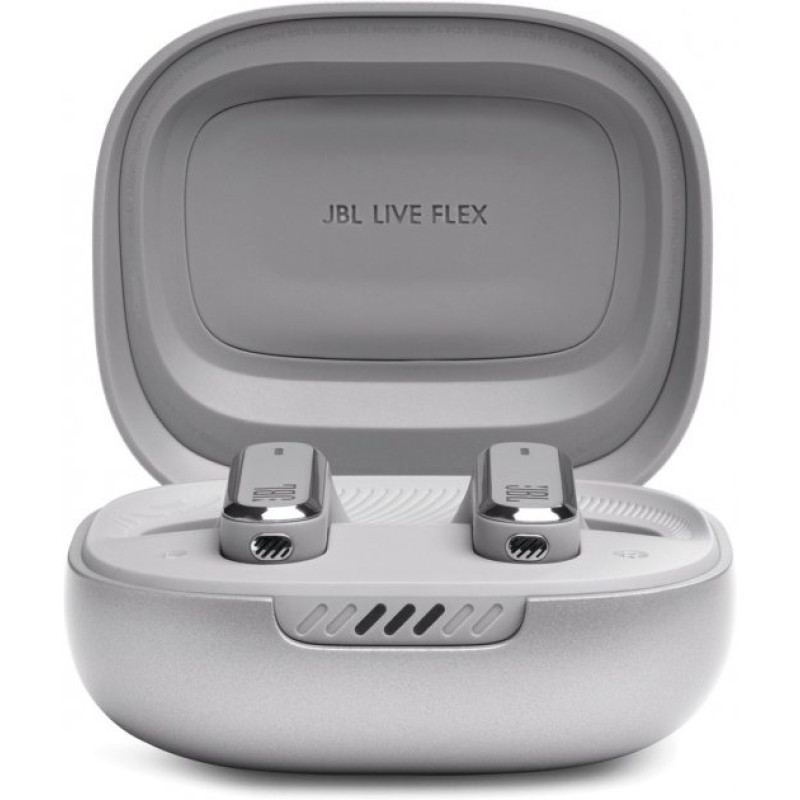 Навушники JBL Live Flex, Silver, Bluetooth, мікрофон, чохол з функцією зарядки, технологія "JBL Deep Bass Sound" (JBLLIVEFLEXSVR)