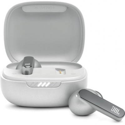 Навушники JBL Live Pro 2, Silver, Bluetooth, мікрофон, чохол з функцією зарядки, технологія "JBL Deep Bass Sound" (JBLLIVEPRO2TWSSIL)