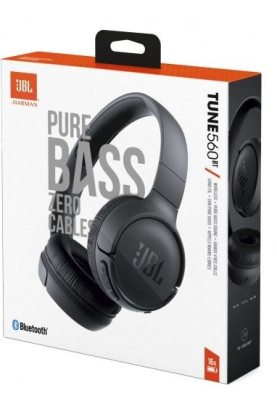 Навушники бездротові JBL Tune 560BT, Black, Bluetooth, мікрофон, акумулятор 450 mAh, технологія "Pure Bass", підтримка Siri та Google Now (JBLT560BTBLK)