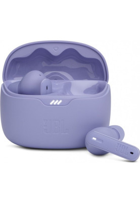 Навушники бездротові JBL Tune Beam, Purple, Bluetooth, мікрофон, акумулятор 70 mAh, чохол з функцією зарядки, технологія "JBL Pure Bass Sound" (JBLTBEAMPUR)